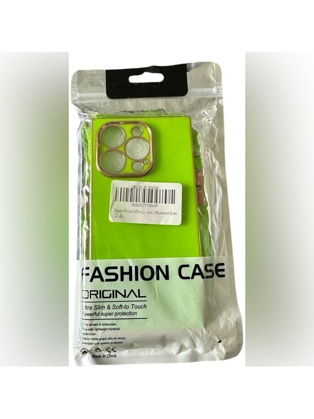 Amazon Neon Green Phone Case with Gold Camera Trim IPhone 14 FREE W PURCHASE